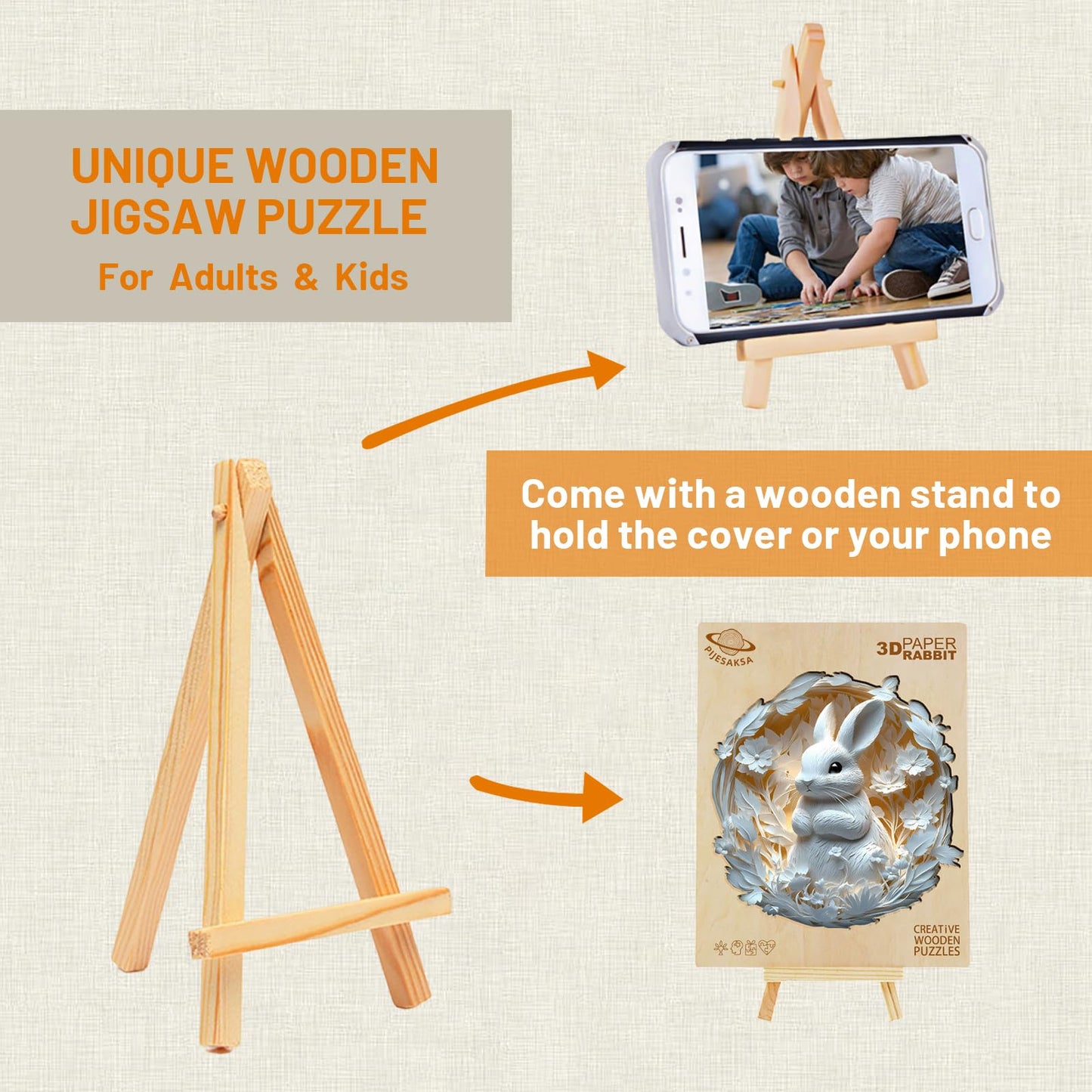 ๐3D Bunny Wooden Jigsaw Puzzle